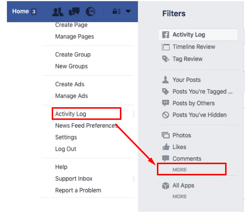 How to find your Facebook search history