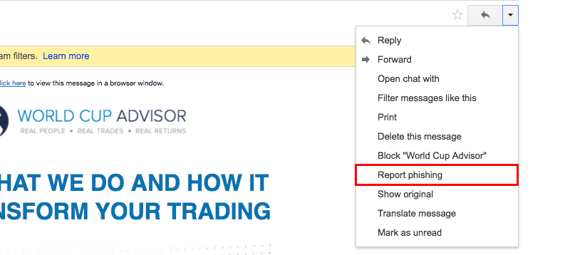how to report a phishing email